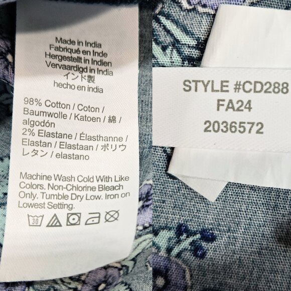 J. Crew Dark Teal Floral Long Sleeve Ruffleneck Poplin Blouse Romantic CD288 - Picture 8 of 10